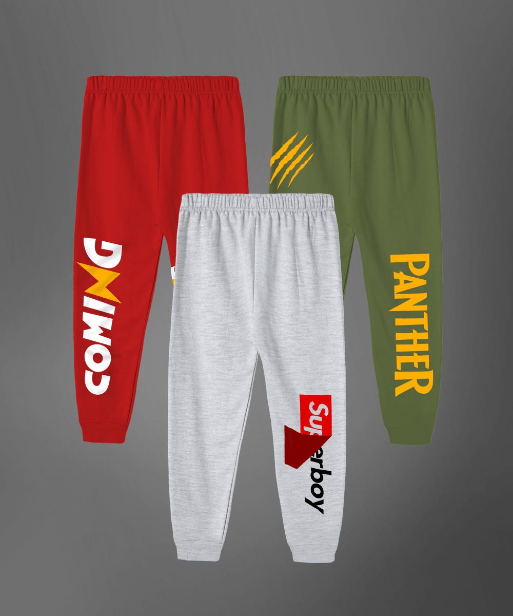 Boys Printed Track Pants – Pack of 3 - KYDA ONLINE STORE