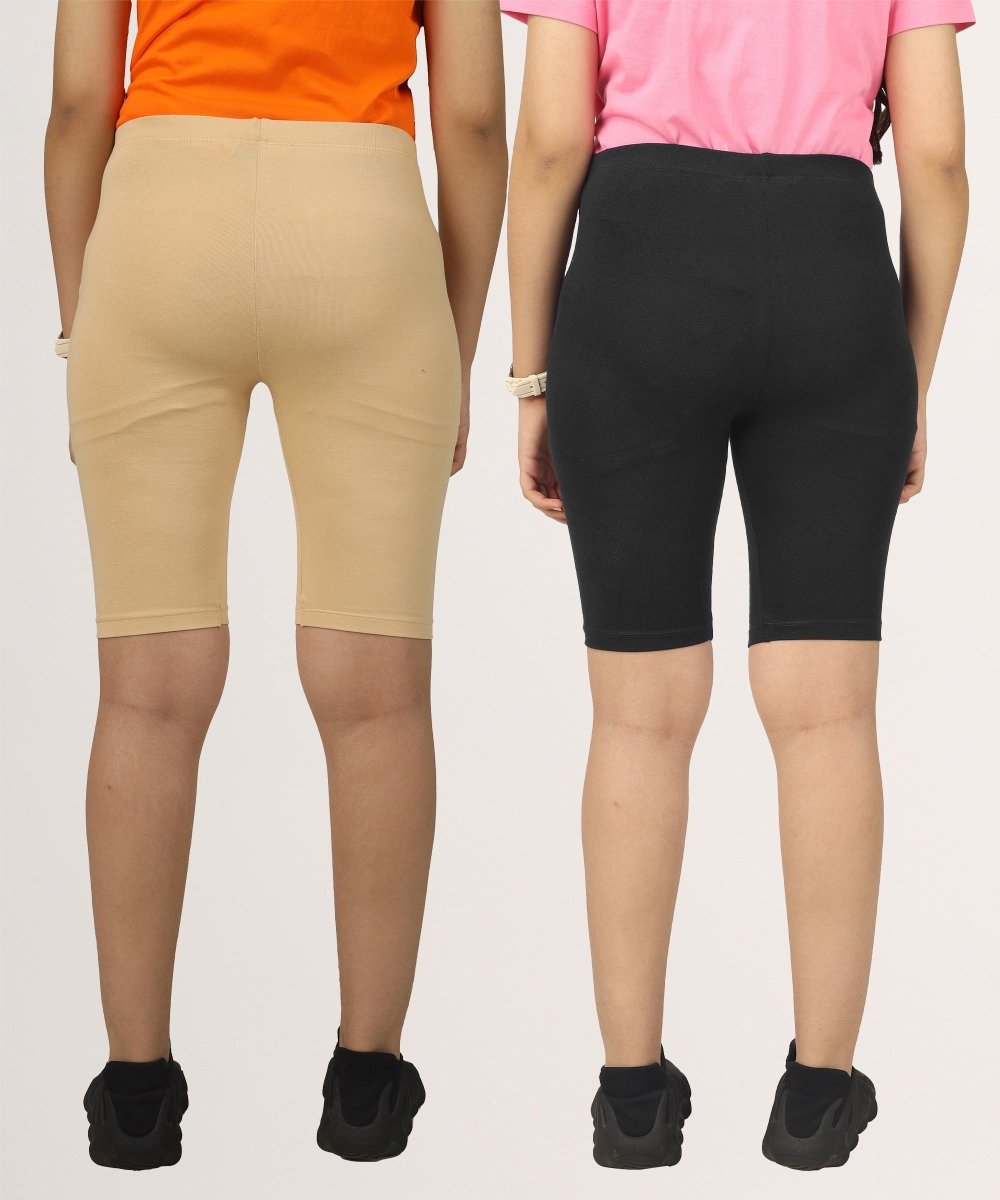 Girls Cycling Shorts – Cream, Black - KYDA ONLINE STORE