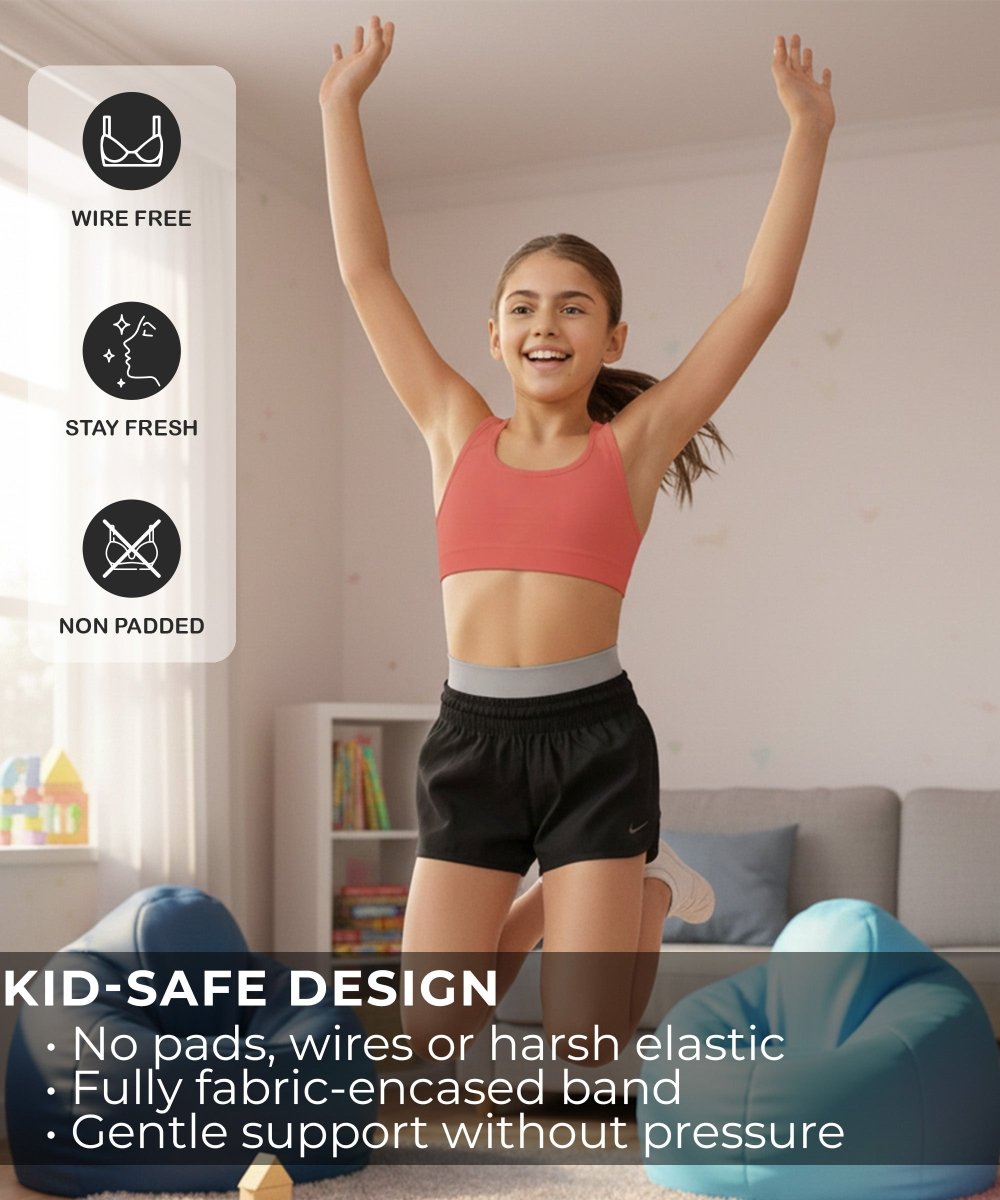 Girls Lycra Cotton Sports Bra for Pre-Teens | Racerback | Pack of 4 - KYDA ONLINE STORE