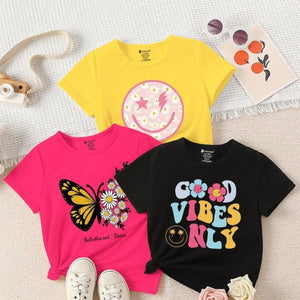 Girls Printed T-shirt | Pack of 3