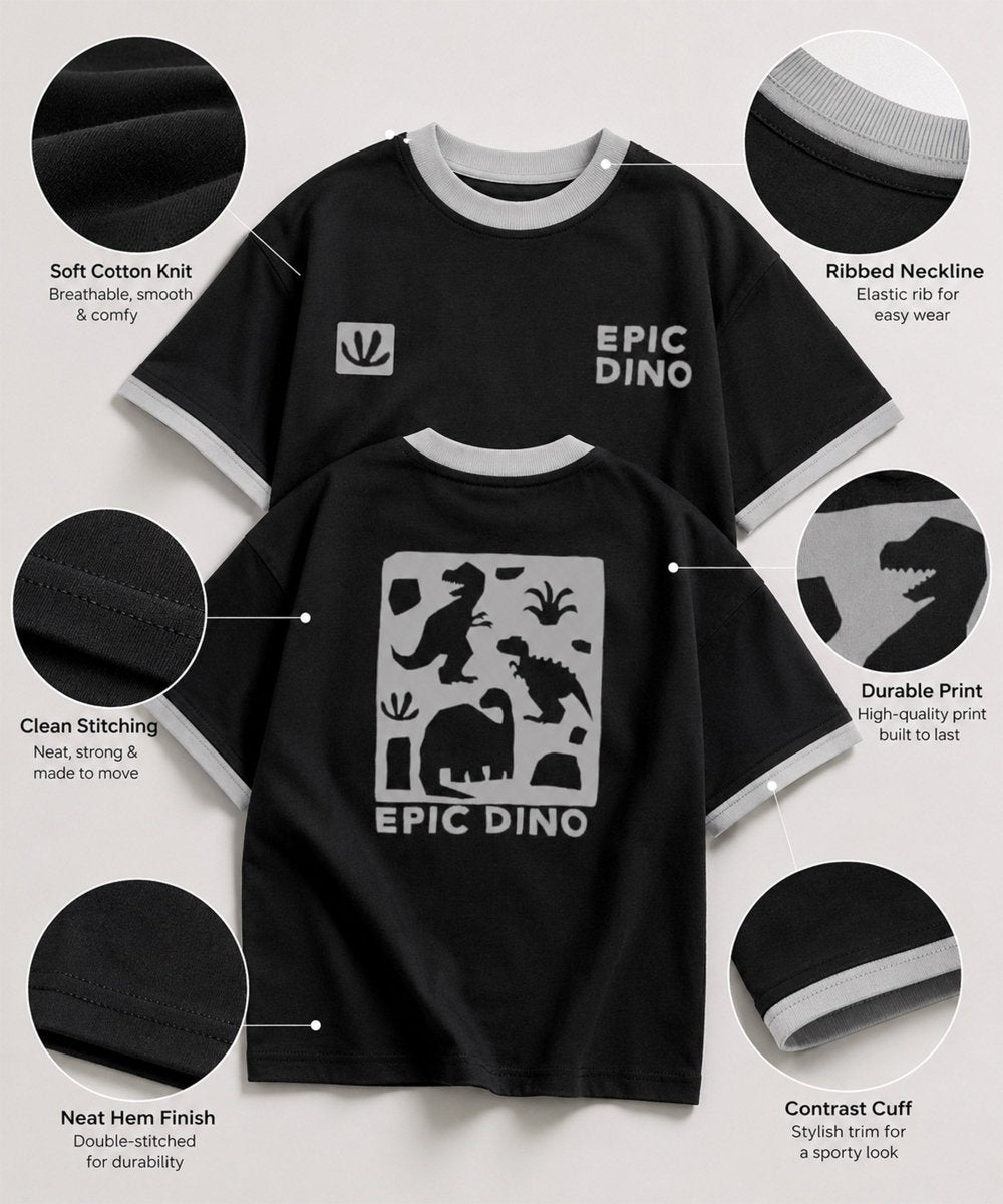 Boys Oversized Printed T-Shirt | Epic Dino - KYDA ONLINE STORE