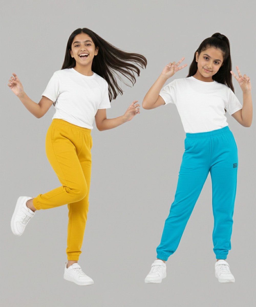 Girls Solid Joggers – Pack of 2 |Regular Fit - KYDA ONLINE STORE