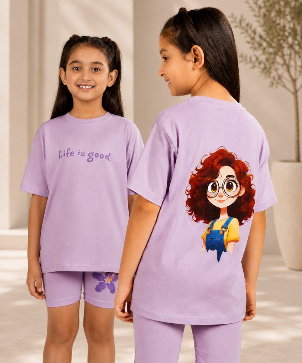 Girls Co-ords : Life is Good | Purple - KYDA ONLINE STORE