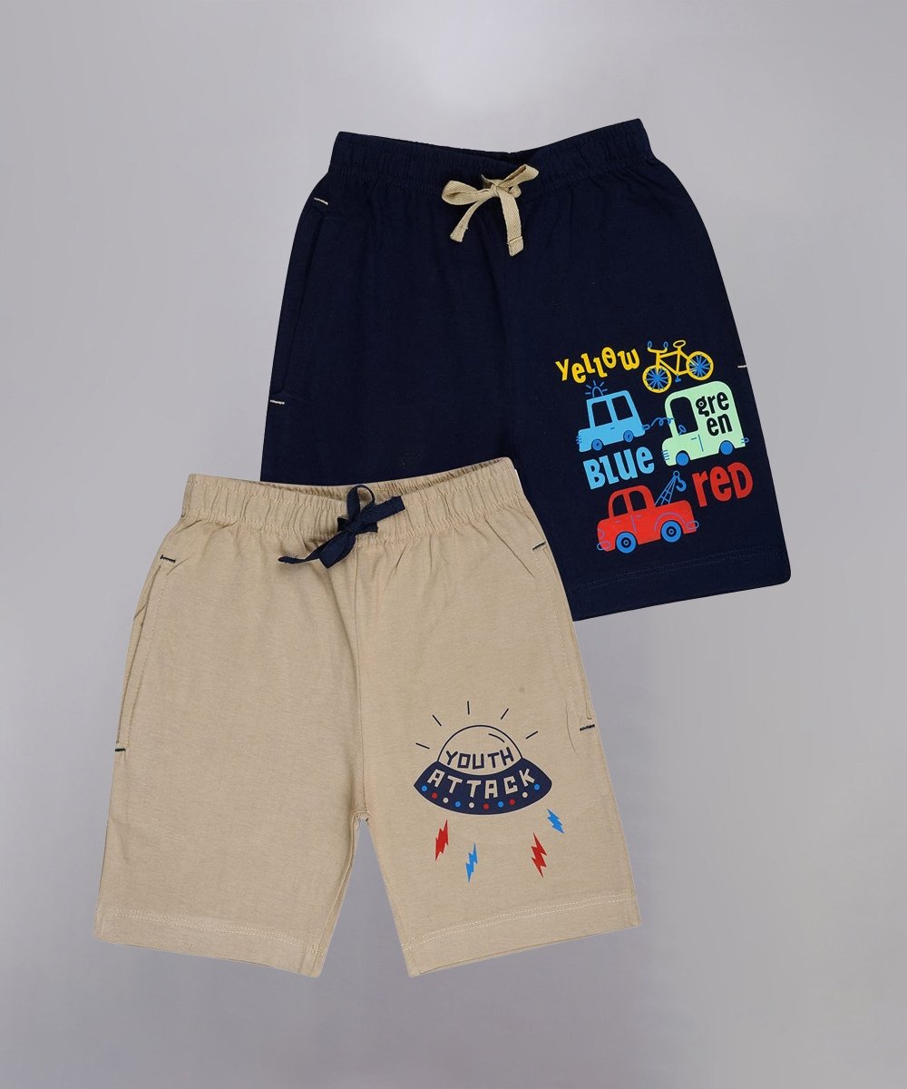 Unisex Printed Shorts – Navy, Beige - KYDA ONLINE STORE