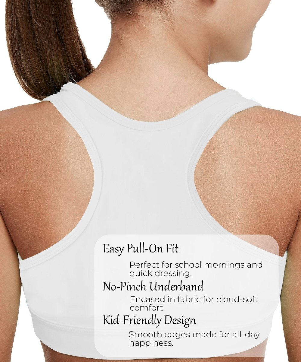Girls Printed Sports Bra for Pre-Teens | Racerback | Pack of 3 - KYDA ONLINE STORE