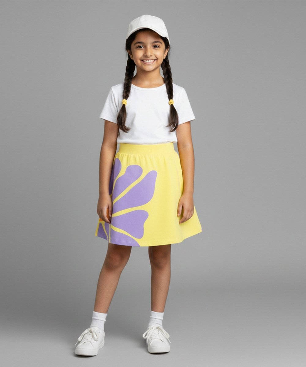 Girls Printed Skort | L.Yellow - KYDA ONLINE STORE