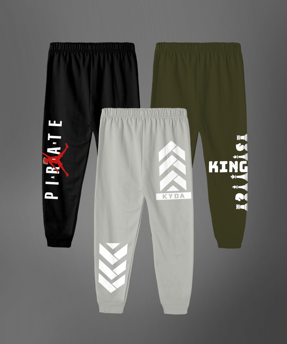 Boys Printed Track Pants – Pack of 3 - KYDA ONLINE STORE