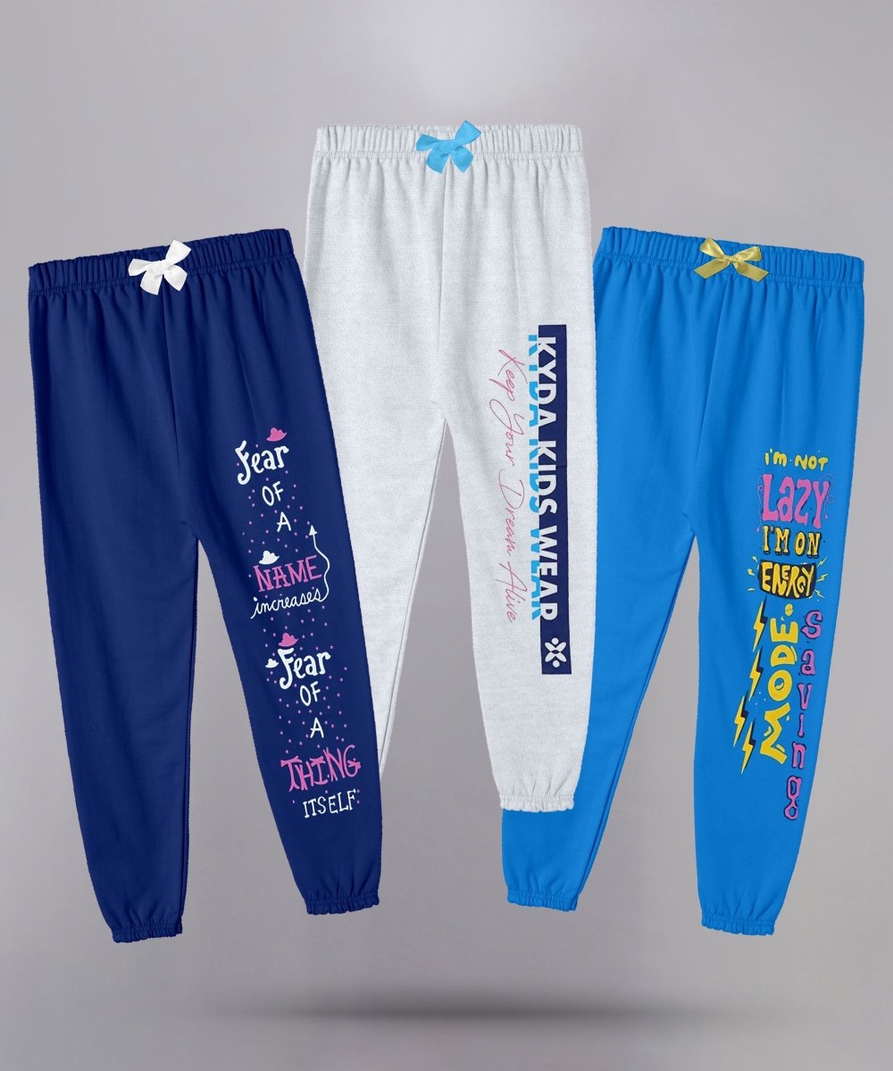 Girls Printed Joggers with Bow – Pack of 3 - KYDA ONLINE STORE