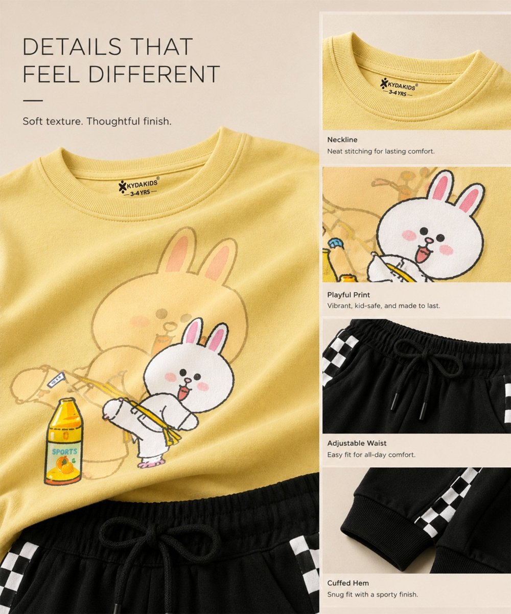 Sunny Bunny Check-Stripe Co-ord Set - KYDA ONLINE STORE