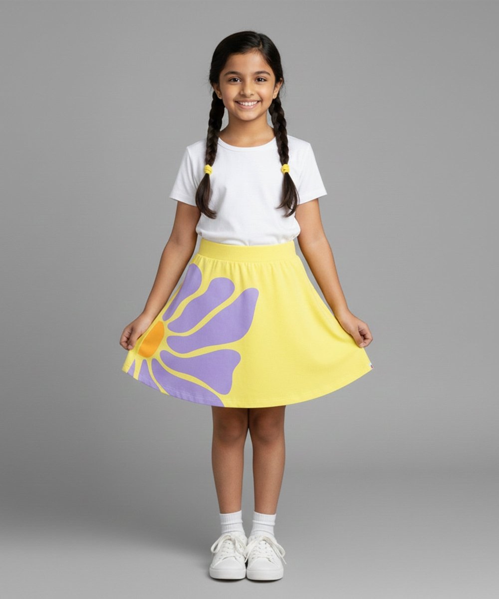 Girls Printed Skort | L.Yellow - KYDA ONLINE STORE