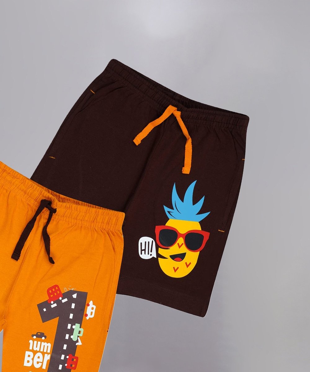 Unisex Printed Shorts – Orange,Brown - KYDA ONLINE STORE