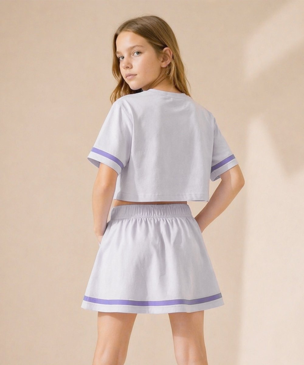Girls Cotton Printed T-Shirt Flared Skirt With Inner Shorts Coord Set - KYDA ONLINE STORE