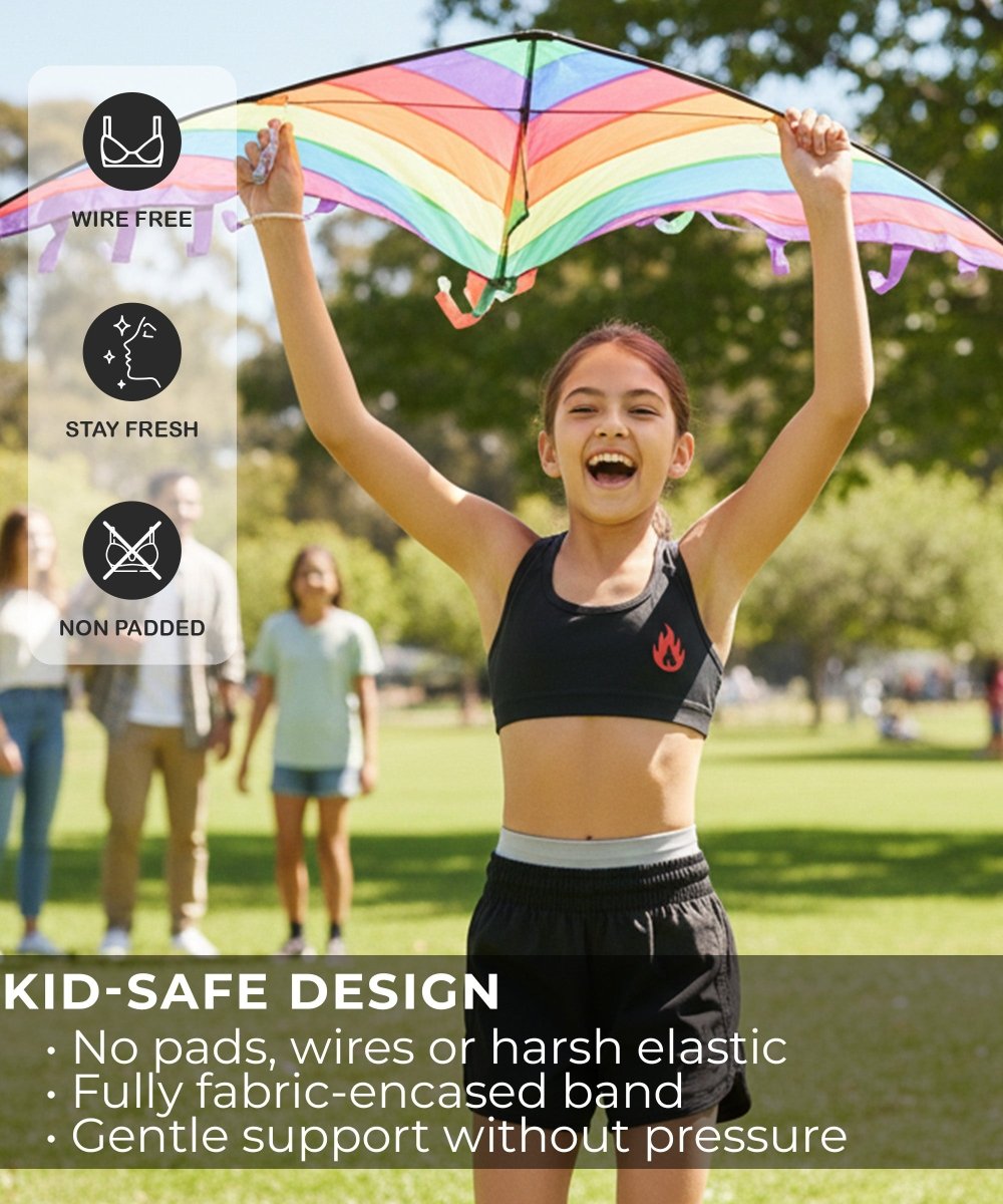 Girls Printed Sports Bra for Pre-Teens | Racerback | Pack of 3 - KYDA ONLINE STORE