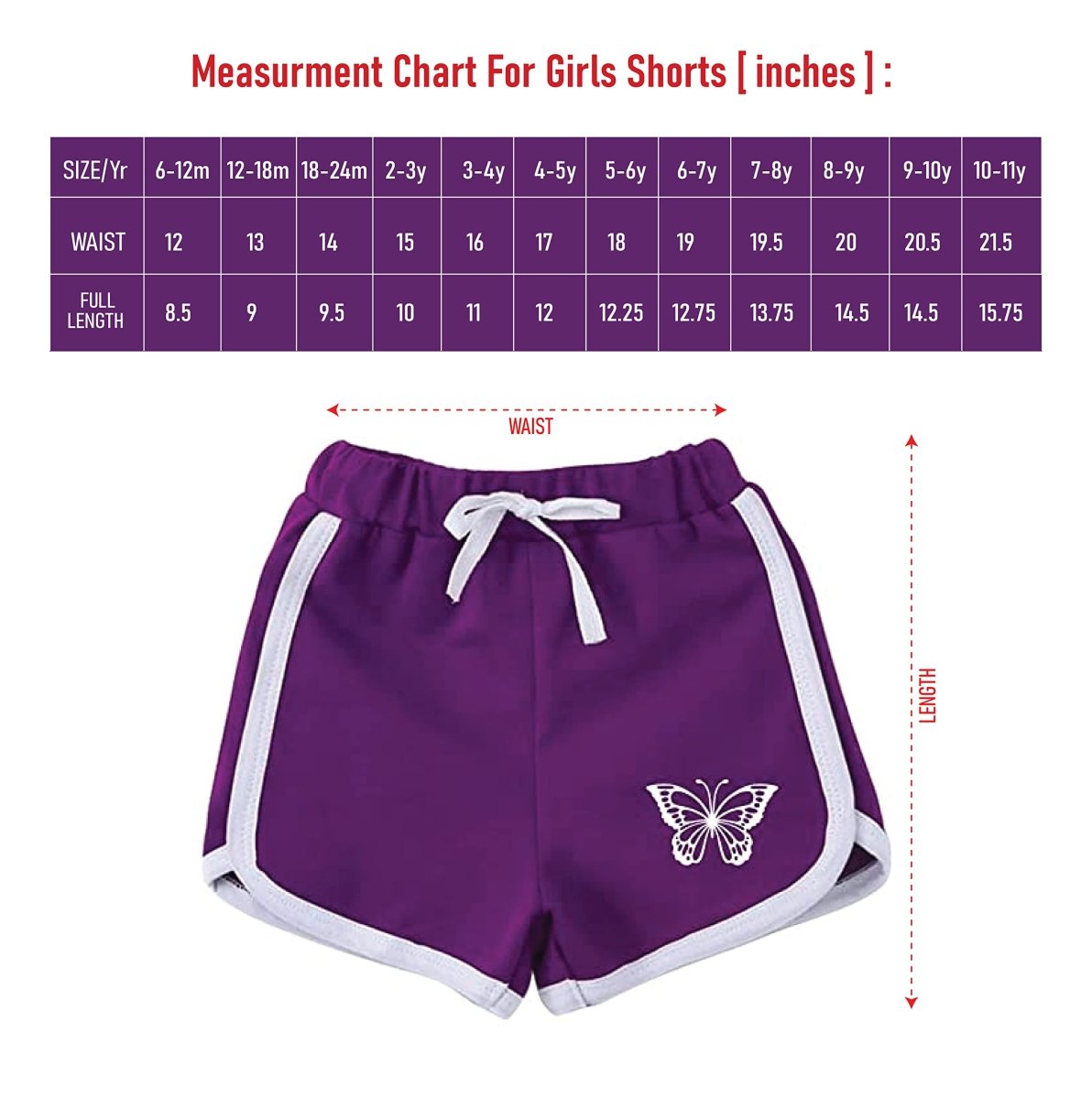 Girls Butterfly Shorts (Pack of 3) - KYDA ONLINE STORE