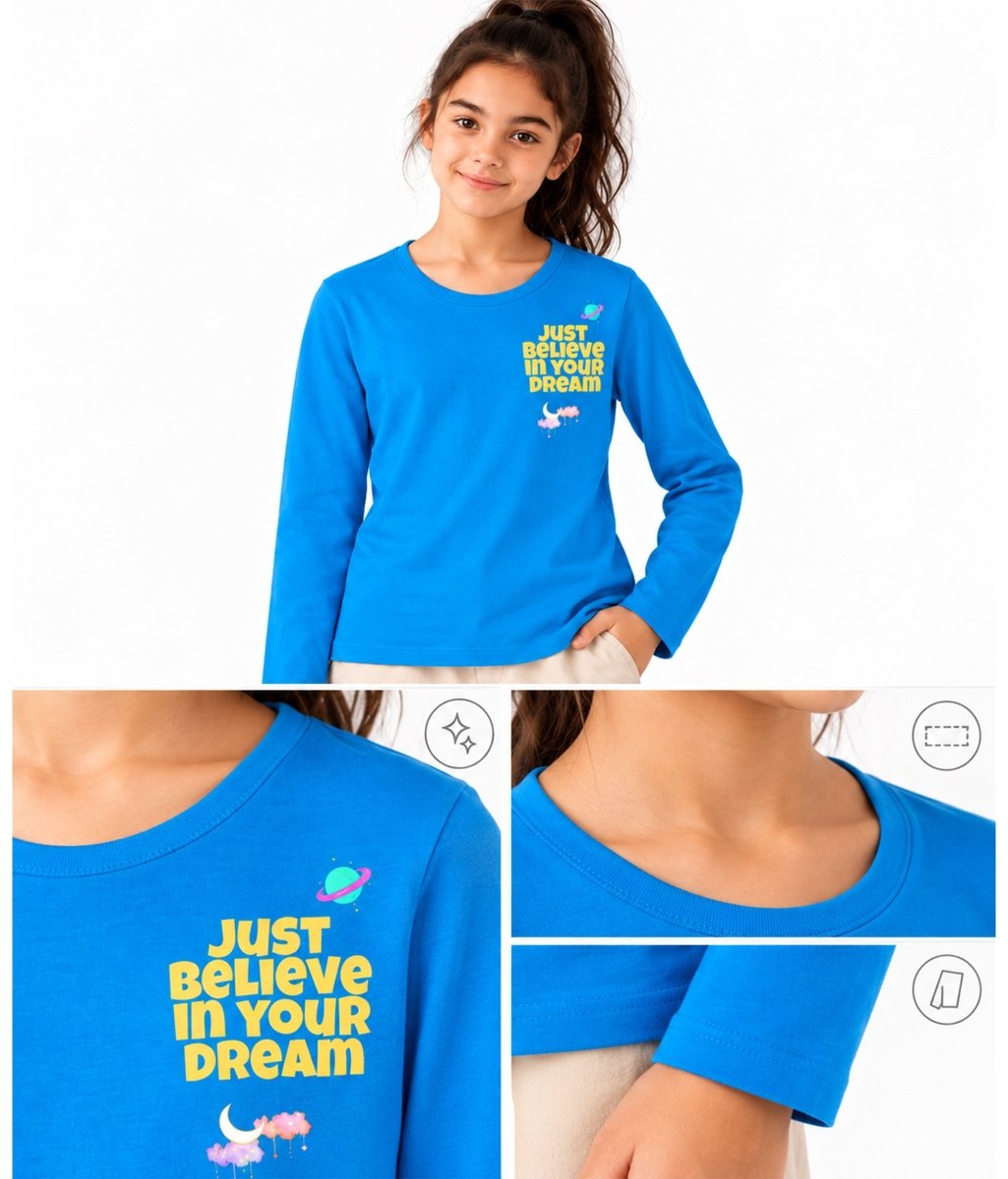 Girls Premium Cotton Full Sleeve Printed T-Shirt | P1 - KYDA ONLINE STORE