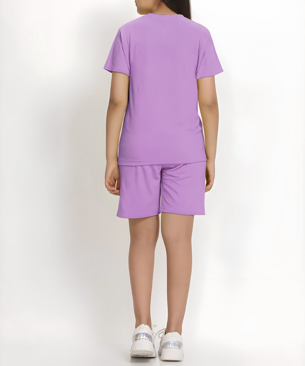 Girls Printed Co-ord Set | Lavender - KYDA ONLINE STORE