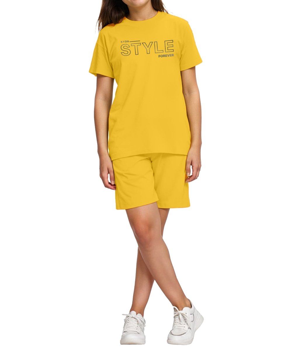Girls Printed Co-ord Set | Yellow - KYDA ONLINE STORE