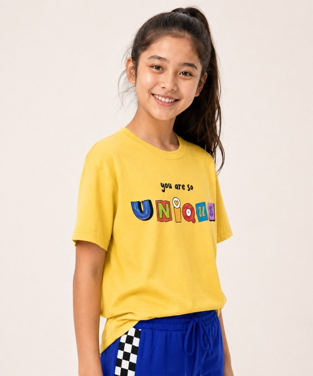 Girls Printed T-Shirt & Jogger Set – Yellow & Royal Blue - KYDA ONLINE STORE