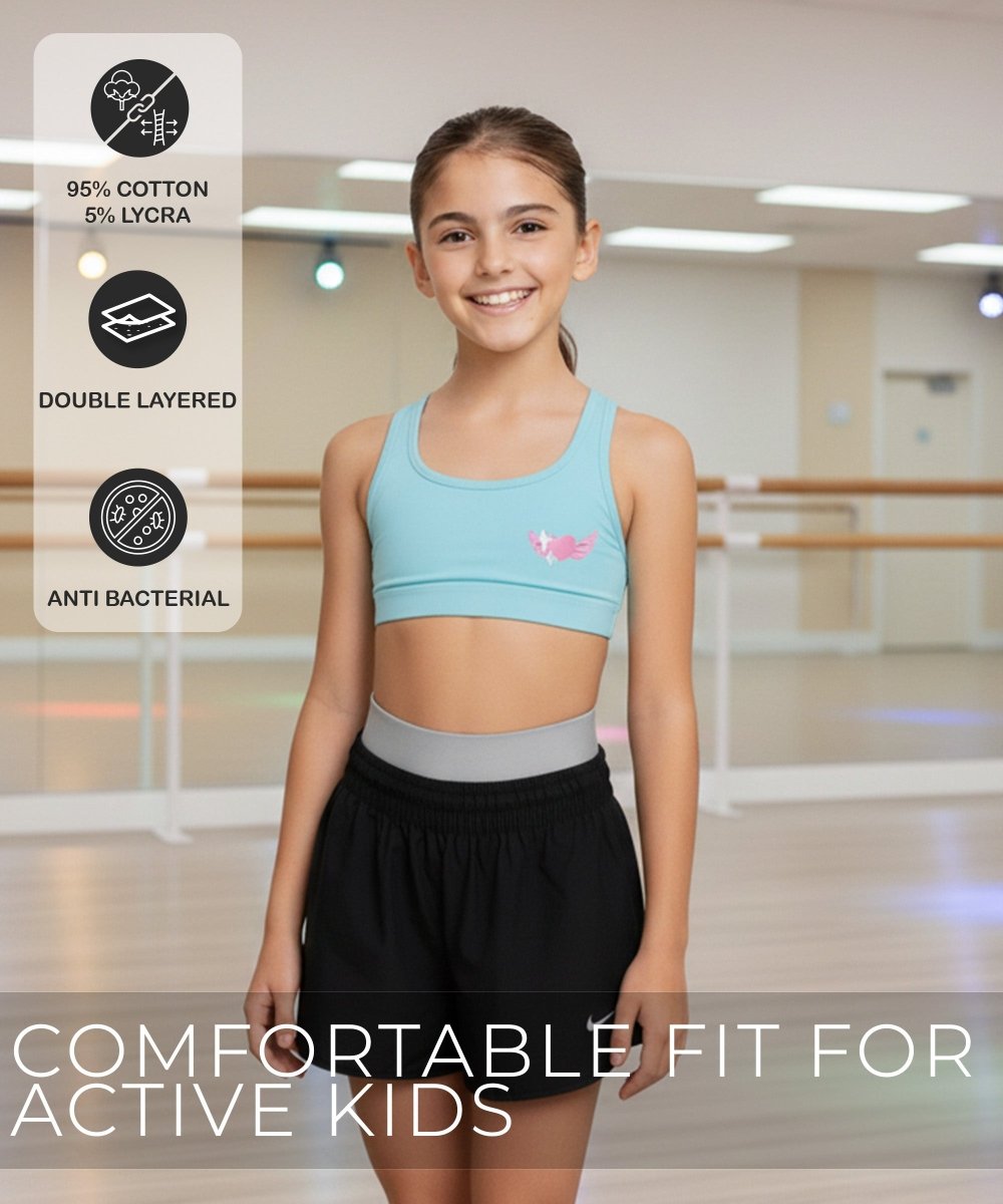 Girls Printed Sports Bra for Pre-Teens | Racerback | Pack of 1 - KYDA ONLINE STORE