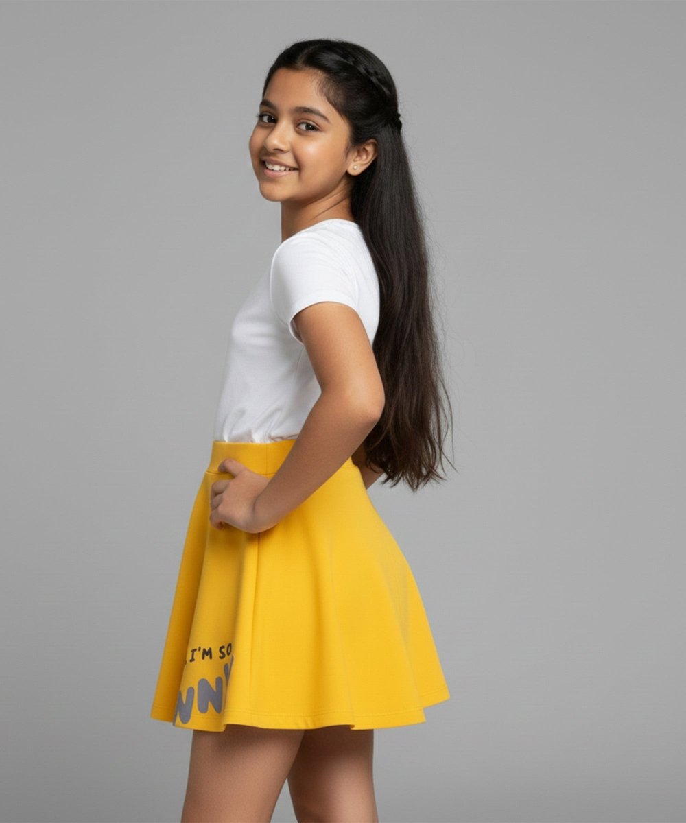 Girls Printed Skort | Yellow - KYDA ONLINE STORE