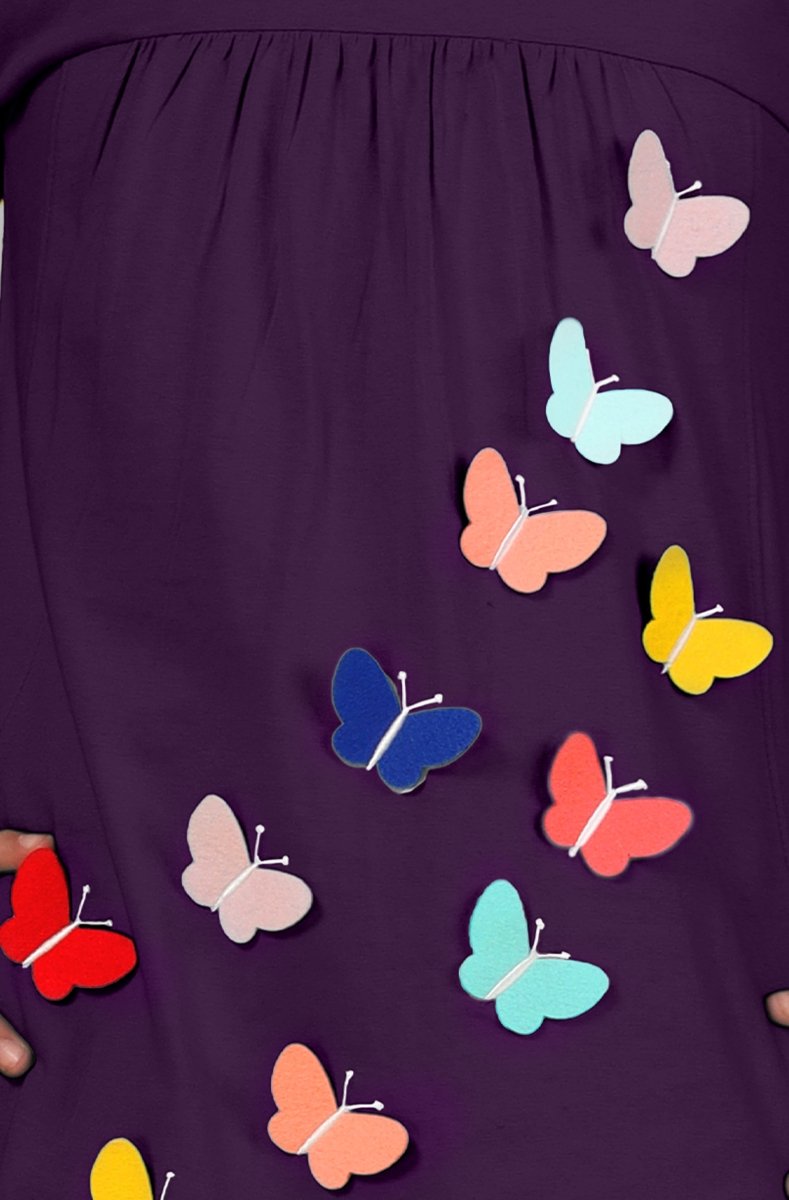 Applique Butterfly Long Top | Violet - KYDA ONLINE STORE