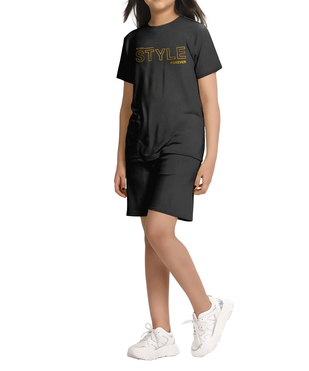 Girls Printed Co-ord Set | Black - KYDA ONLINE STORE