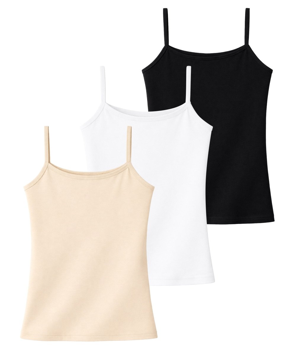 Girls Cotton Inner Camisoles | Undershirt Vest with Regular Strap | Soft & Stretchy Slips -Pack of 3 - KYDA ONLINE STORE