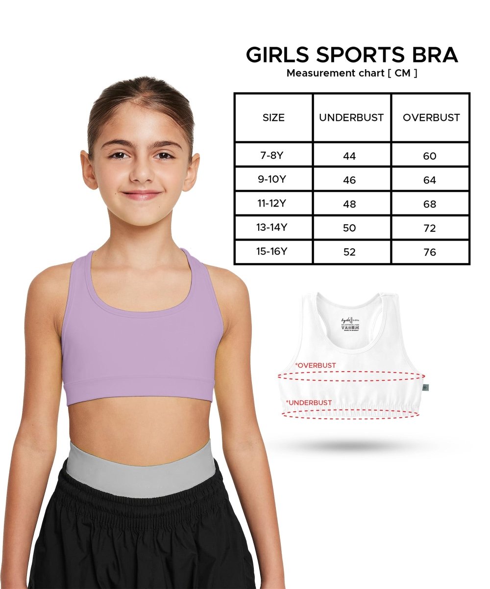 Girls Lycra Cotton Sports Bra for Pre-Teens | Racerback | Pack of 4 - KYDA ONLINE STORE