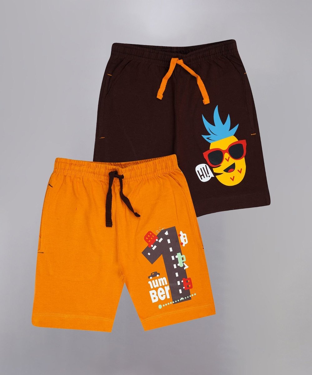 Unisex Printed Shorts – Orange,Brown - KYDA ONLINE STORE