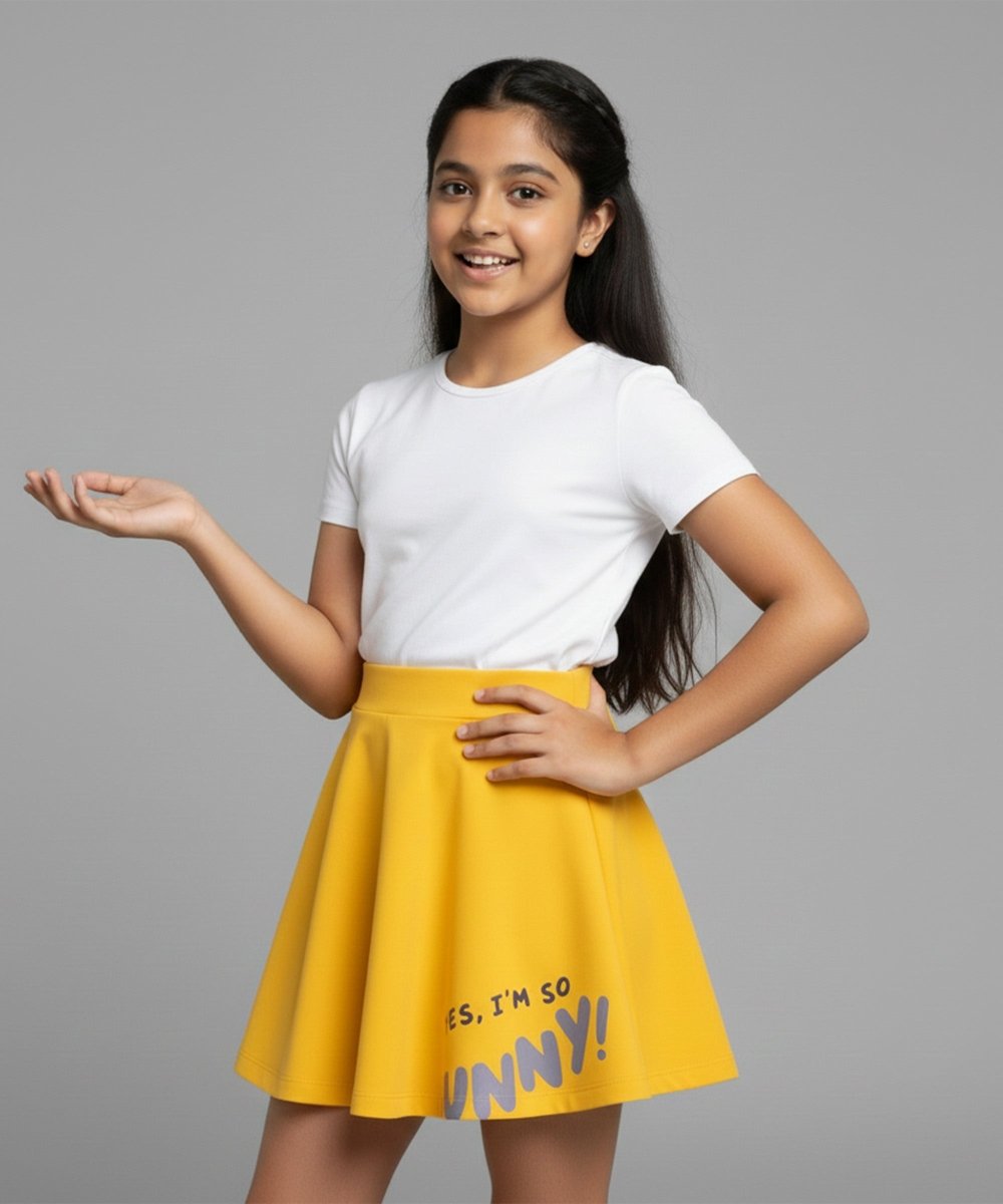 Girls Printed Skort | Yellow - KYDA ONLINE STORE