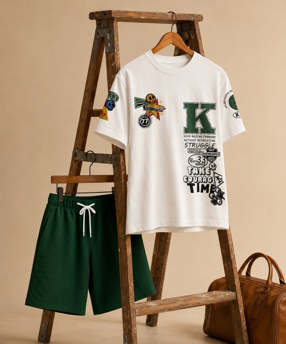 Graphic Print Relaxed Co-ords | Green - KYDA ONLINE STORE