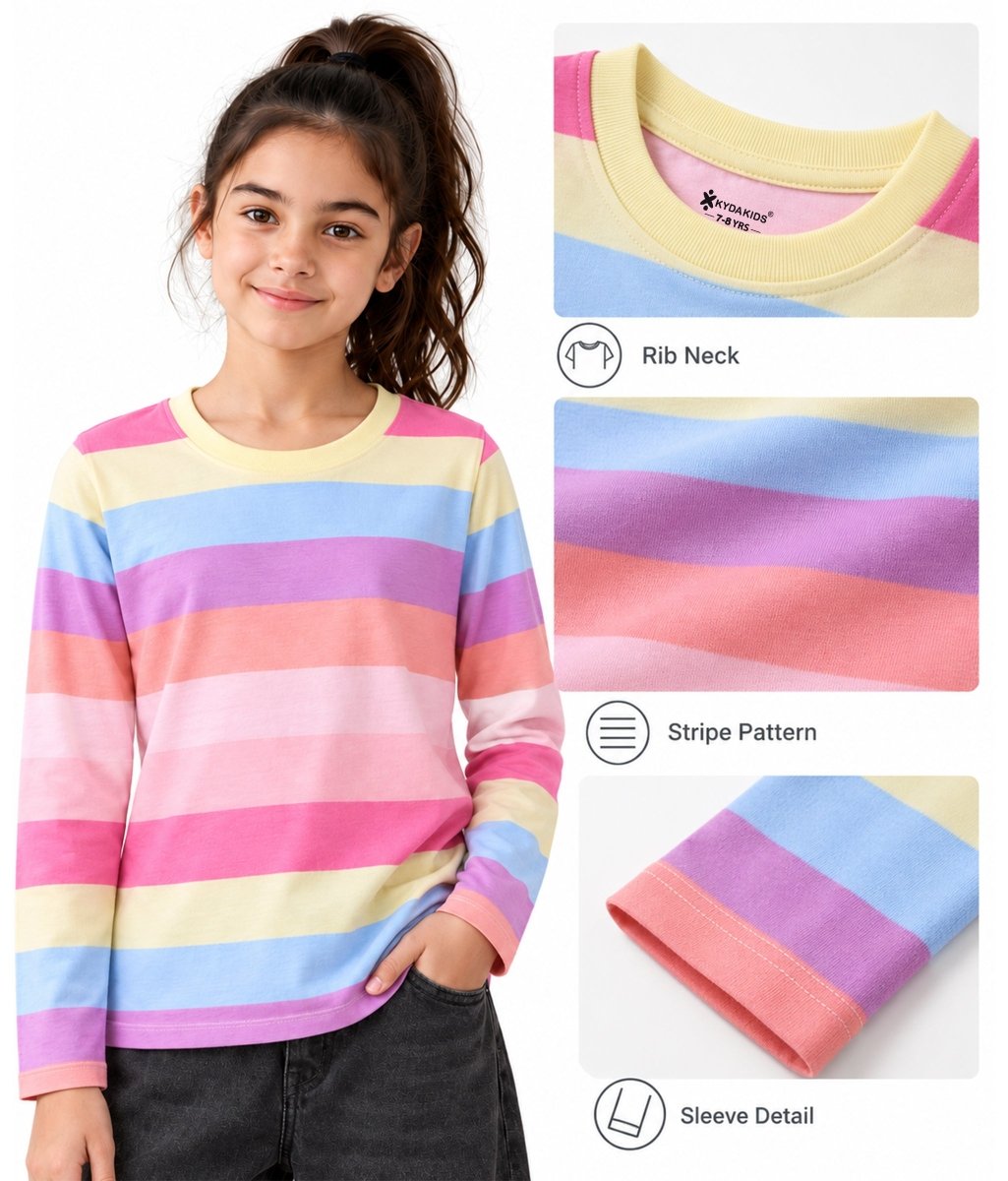 Girls Premium Cotton Full Sleeve Printed T-Shirt | P1 - KYDA ONLINE STORE