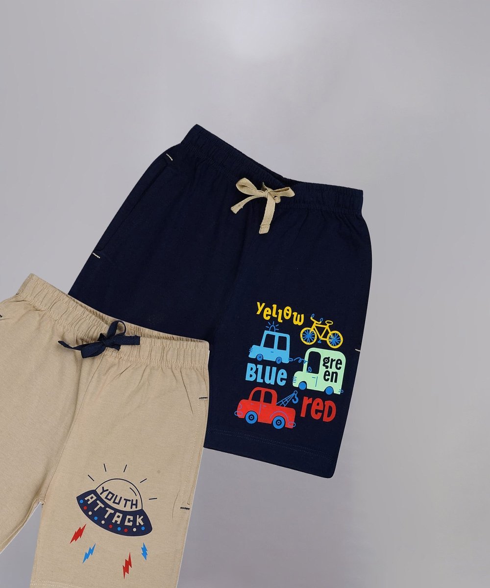 Unisex Printed Shorts – Navy, Beige - KYDA ONLINE STORE