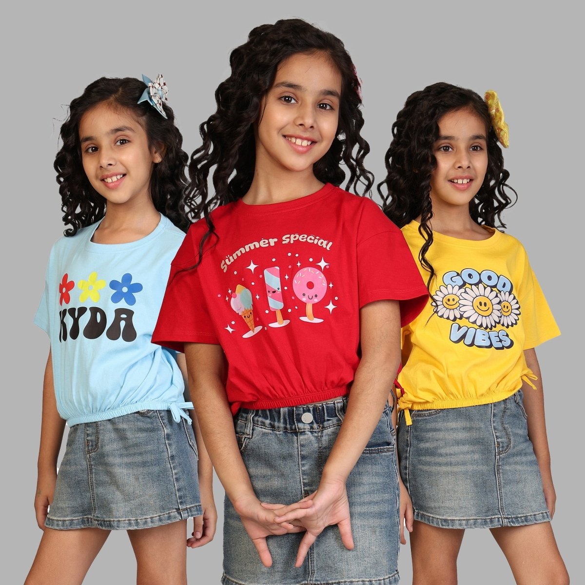 Girls Cinched Hem Crop Top – Pack of 3 - KYDA ONLINE STORE