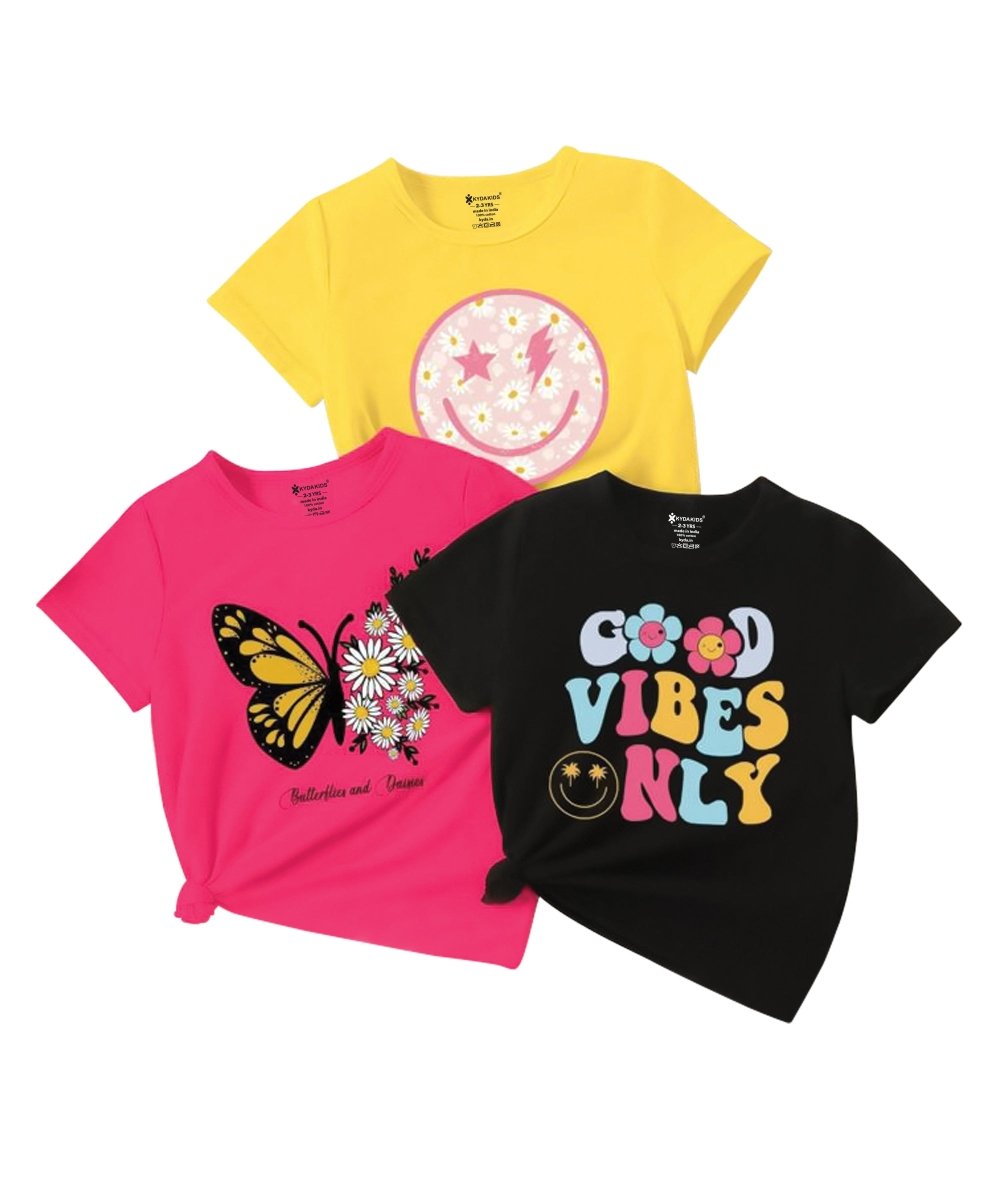 Girls Printed T-shirt | Pack of 3 - KYDA ONLINE STORE