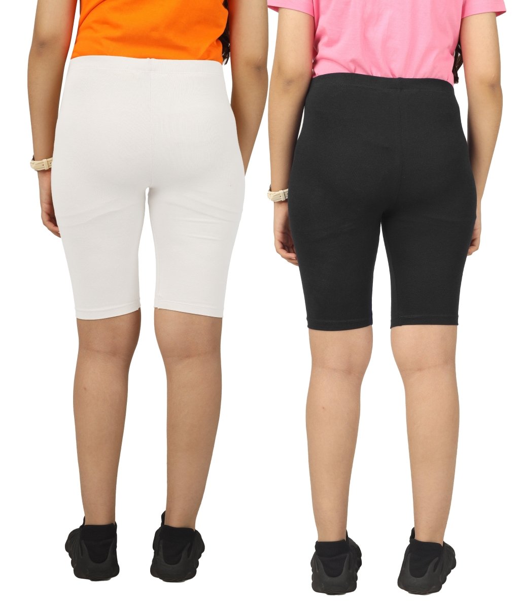 Girls Cycling Shorts – White, Black - KYDA ONLINE STORE