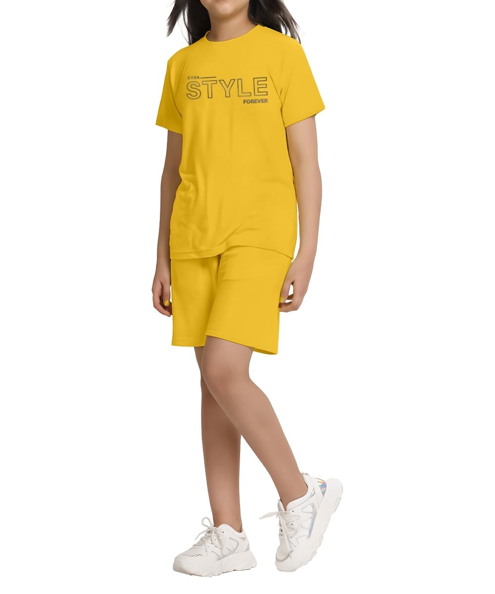 Girls Printed Co-ord Set | Yellow - KYDA ONLINE STORE