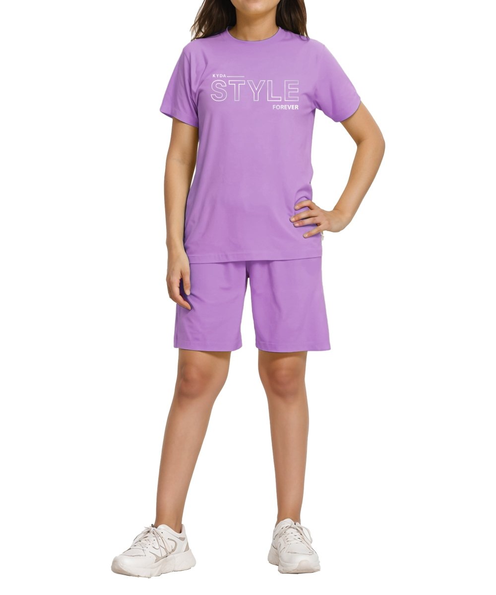 Girls Printed Co-ord Set | Lavender - KYDA ONLINE STORE