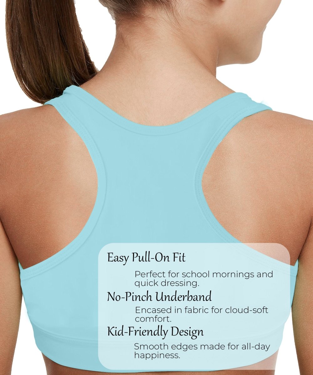 Girls Lycra Cotton Sports Bra for Pre-Teens | Racerback | Pack of 4 - KYDA ONLINE STORE