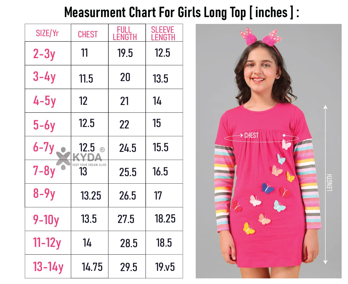 Long t-Shirt for Girls - Full Sleeve Tops Black