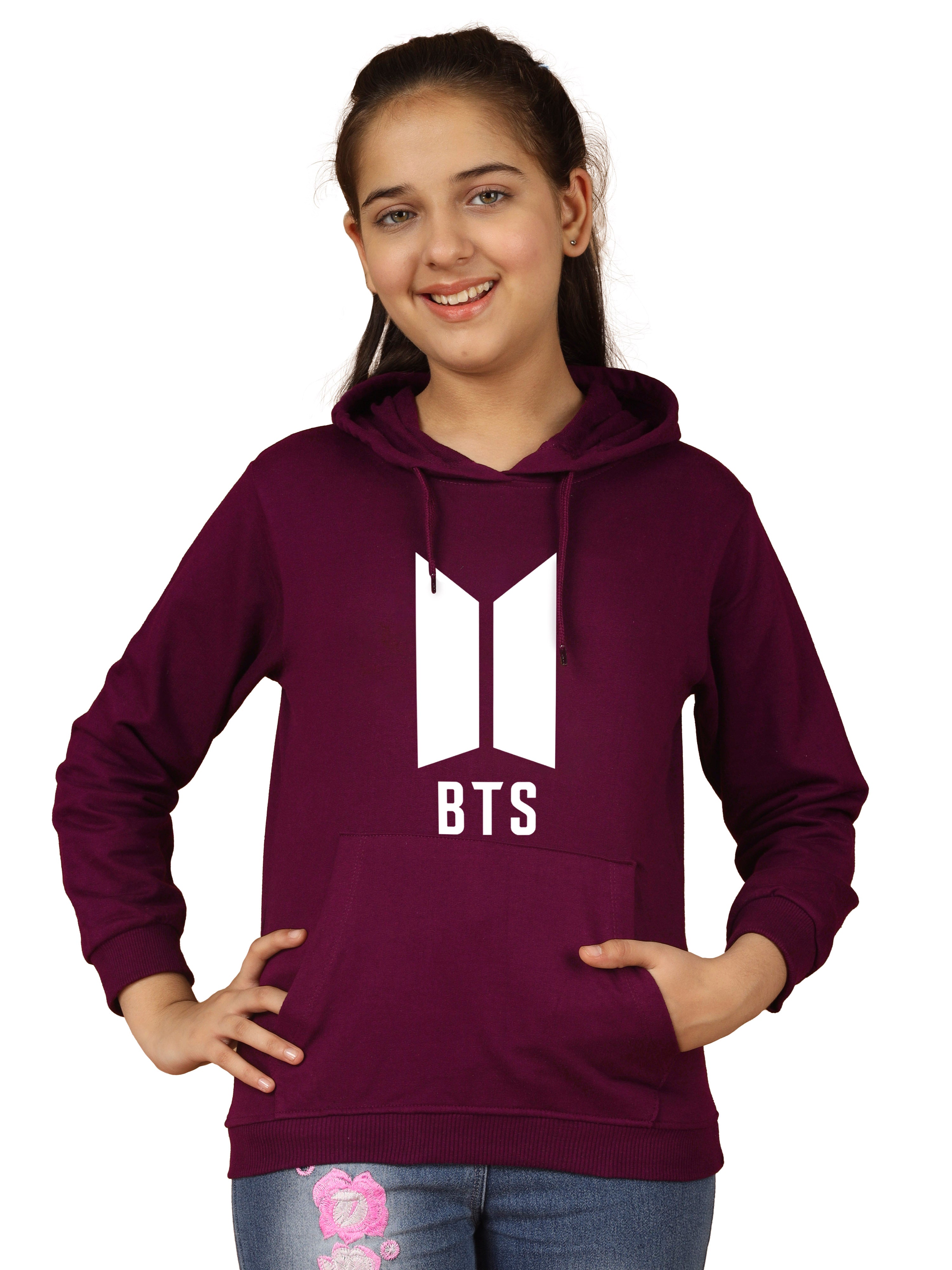 Girls Cotton Hooded Neck Hoodies - Black