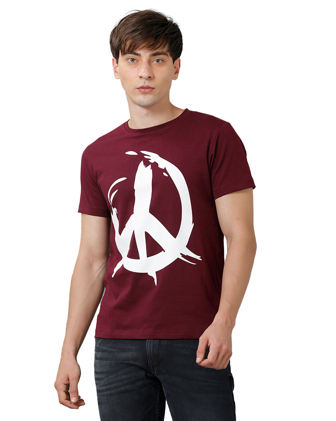 Mens Printed Multicolor Brown T-Shirt
