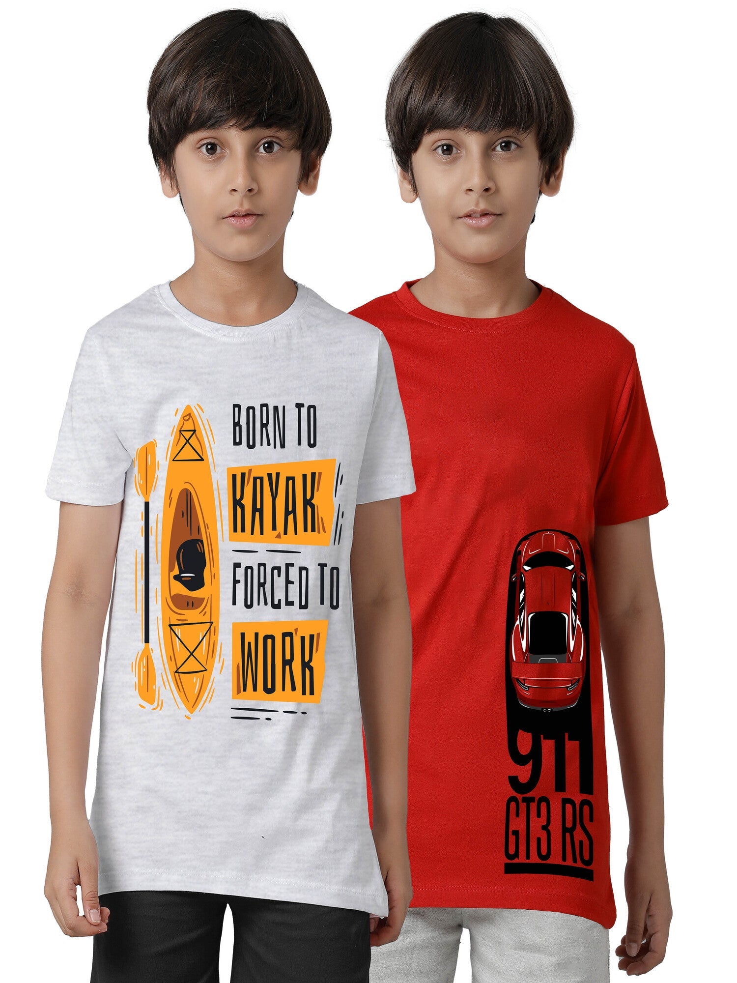Boys Cotton Printed Half Sleeve T-Shirts Regular Fit (Pack of 2)