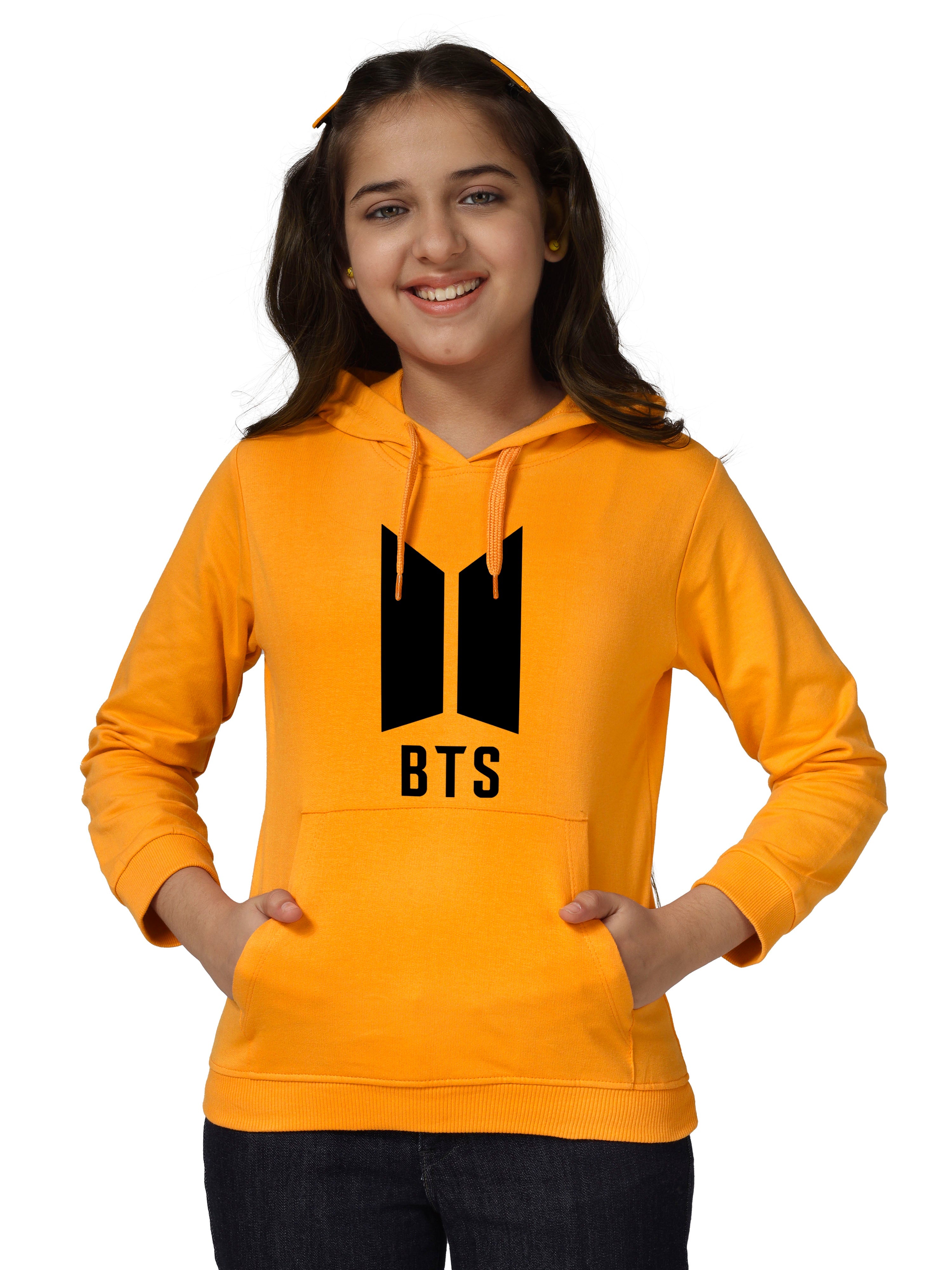 Girls Cotton Hooded Neck Hoodies - Yellow