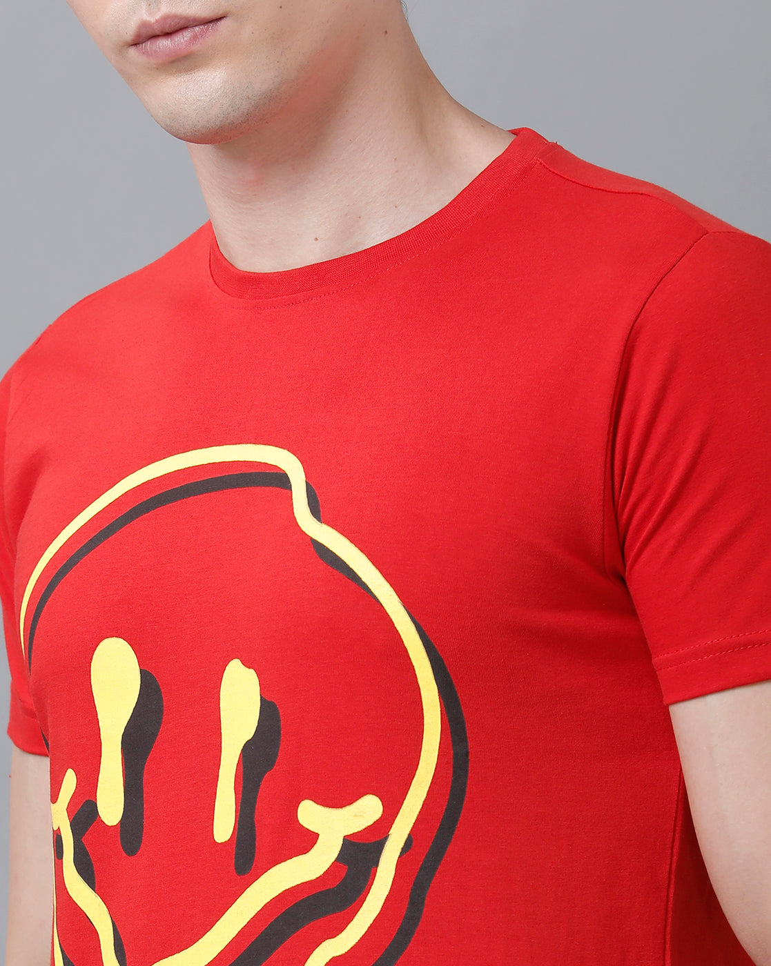 Mens Printed Multicolor Red T-Shirt