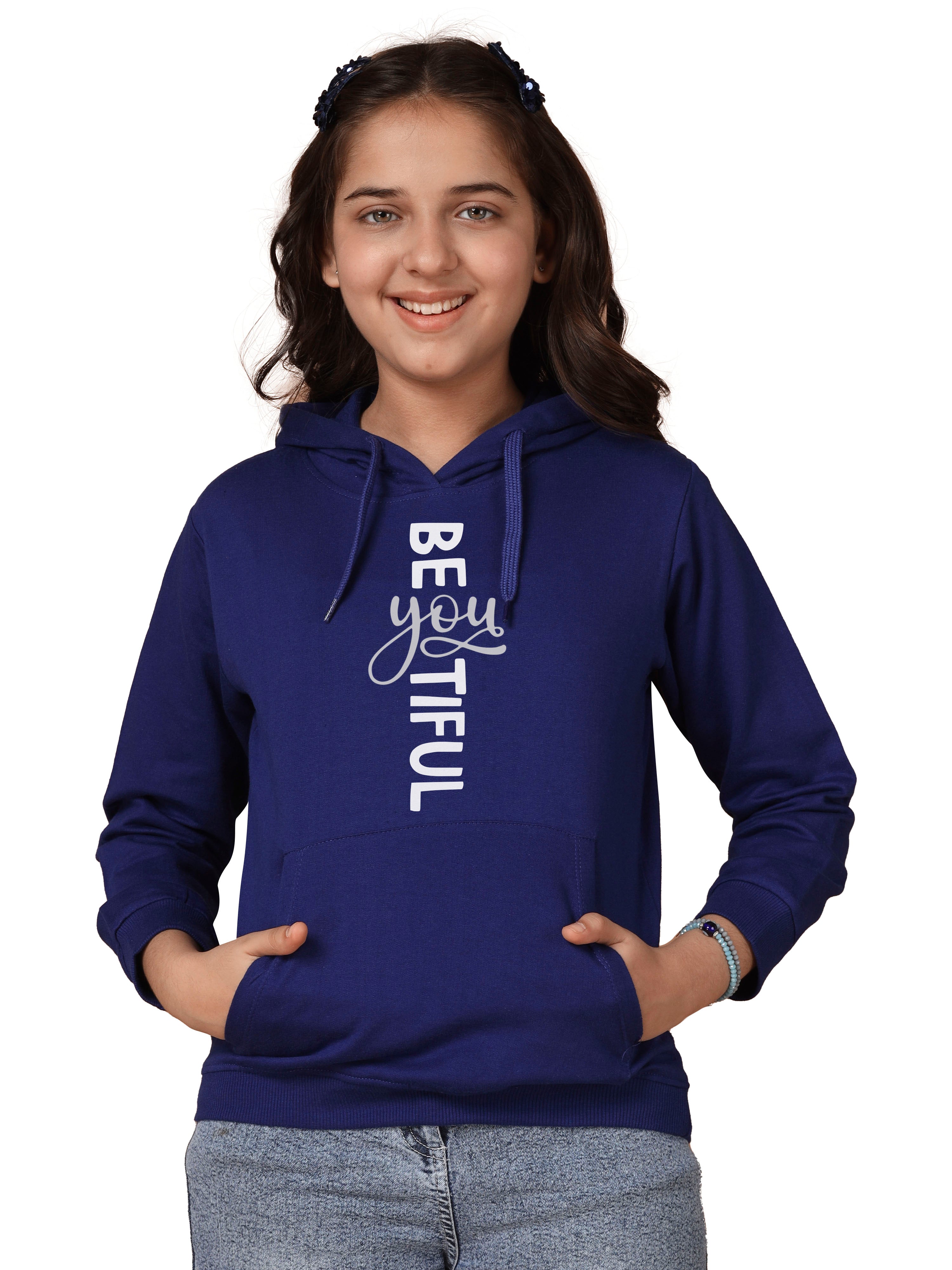 Girls Cotton Hooded Neck Hoodies - Brown