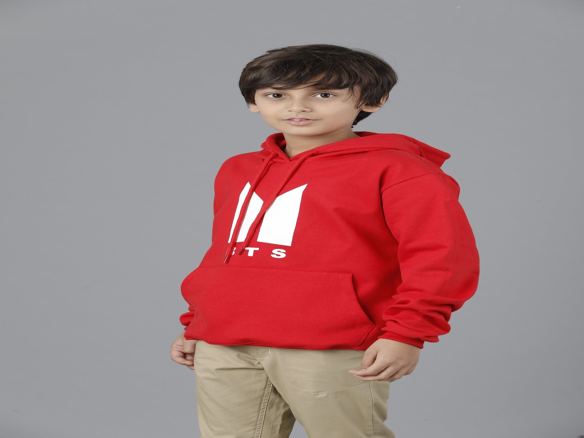 Boys Cotton Hooded Neck Sweatshirt - Red
