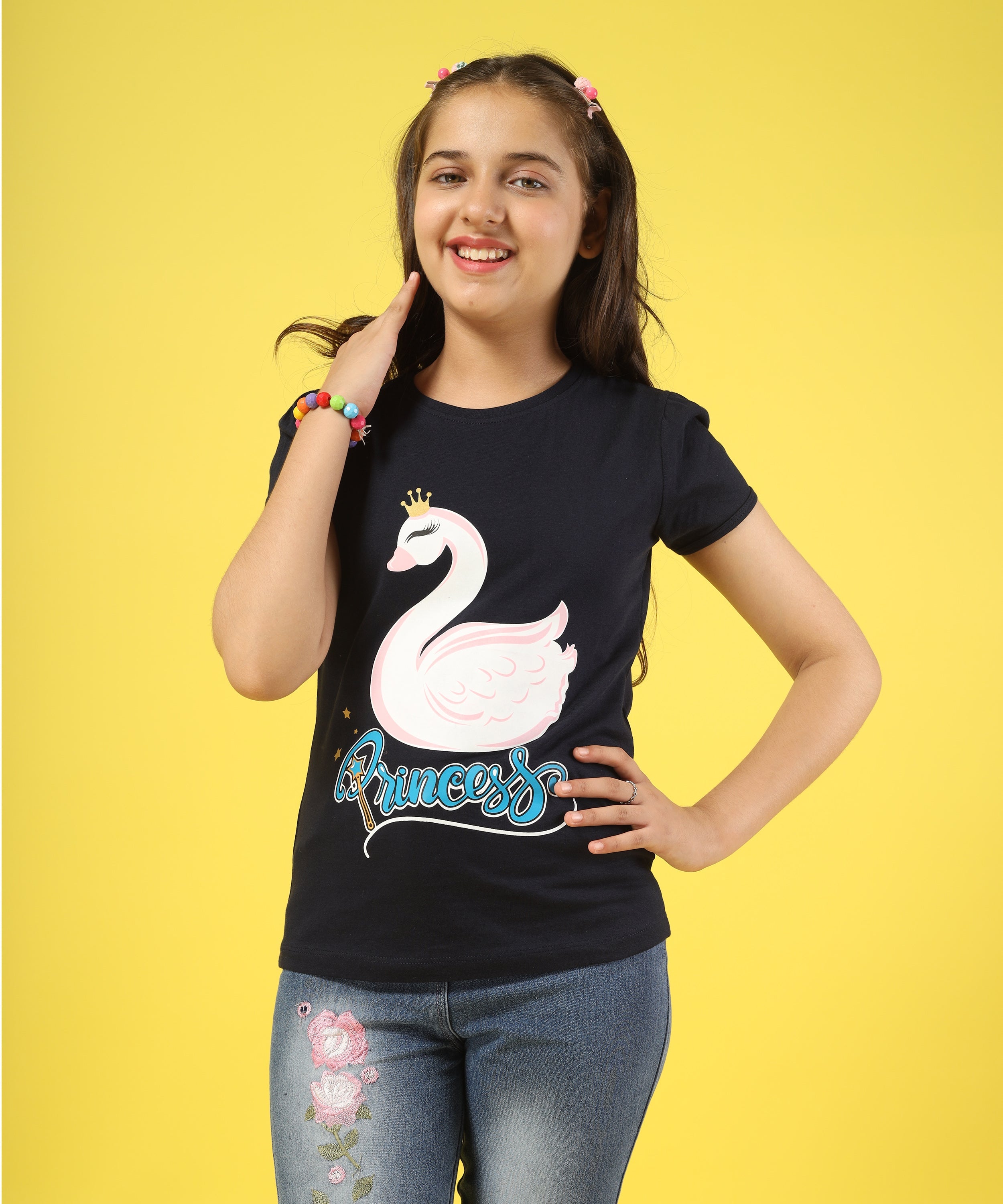 Girls Cotton Full Sleeve Sequence and Embroidery Tops - Multicolor