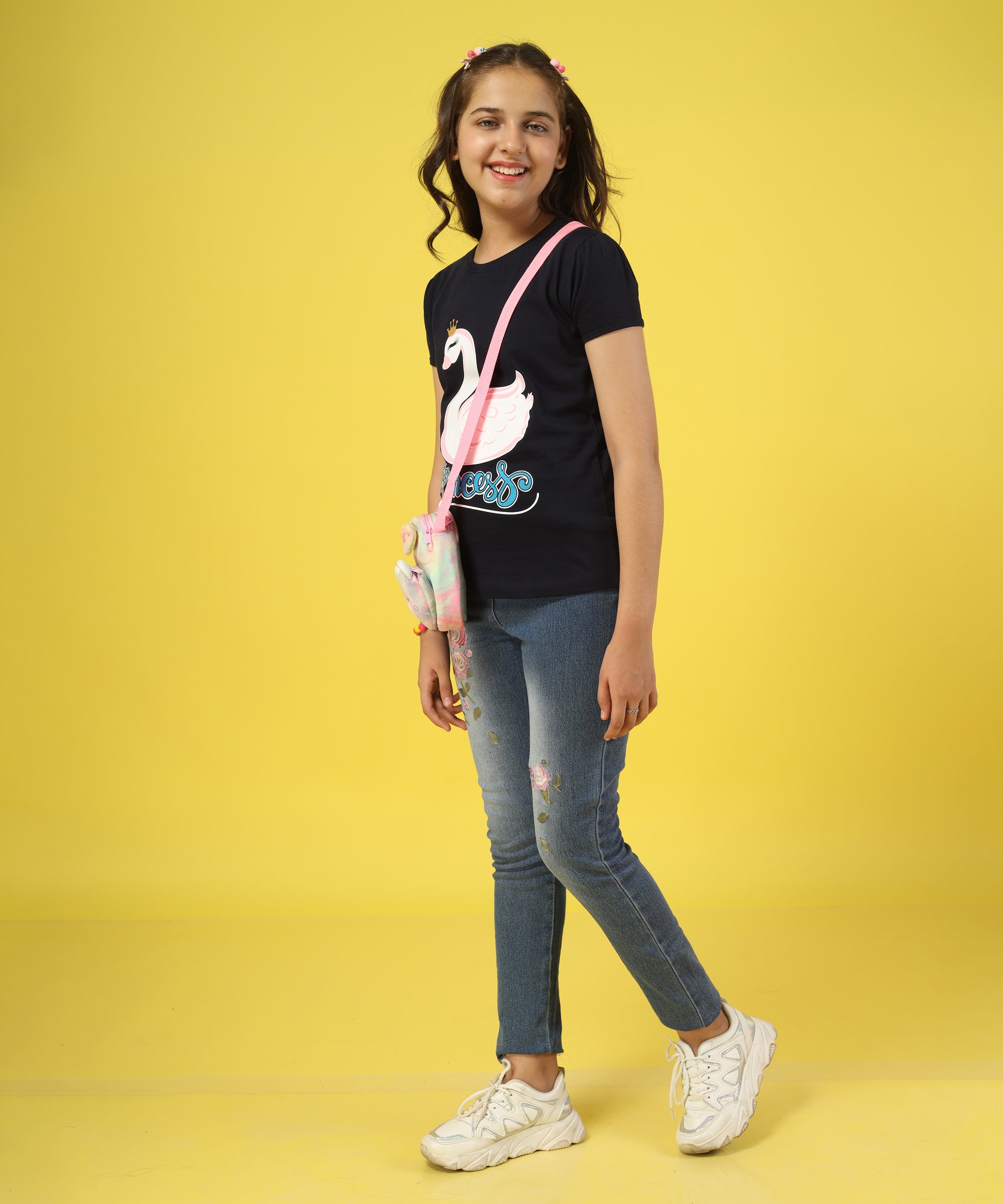 Girls Cotton Full Sleeve Sequence and Embroidery Tops - Multicolor