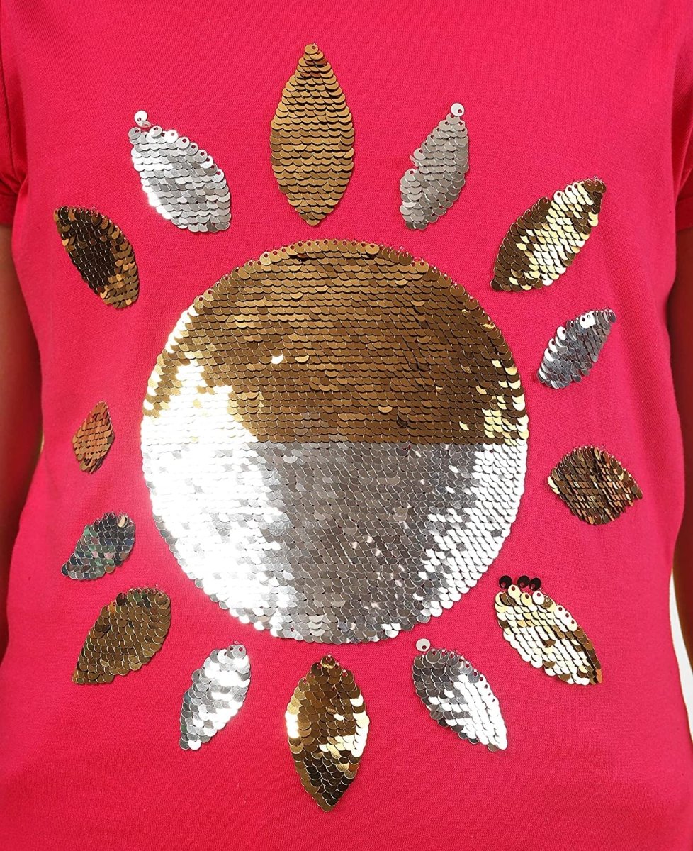 Girls Cotton Half Sleeve Printed Tops - DarkPink - KYDA ONLINE STORE